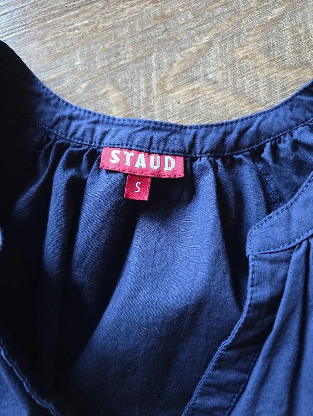 Staud New Dill Top In Navy Size Small Cotton Poplin